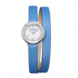 BAUMER MERCIER PROMESSE MOTHER OF PEARL AND BRILLIANT BLUE STRAP