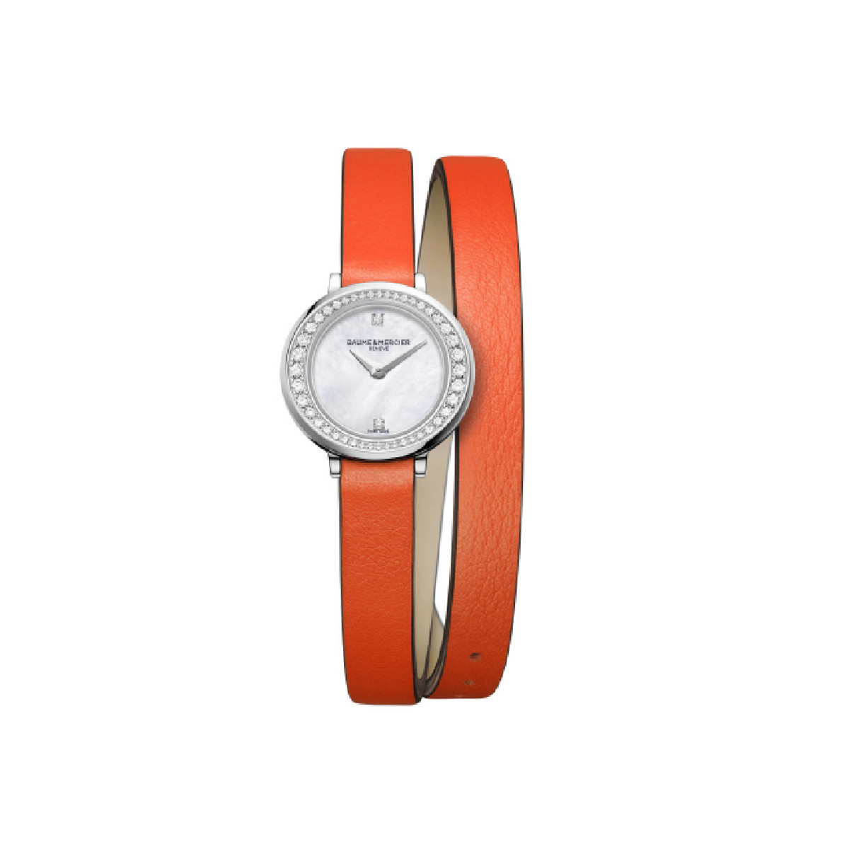 BAUME MERCIER PROMESSE CON DIAMANTES CORREA NARANJA