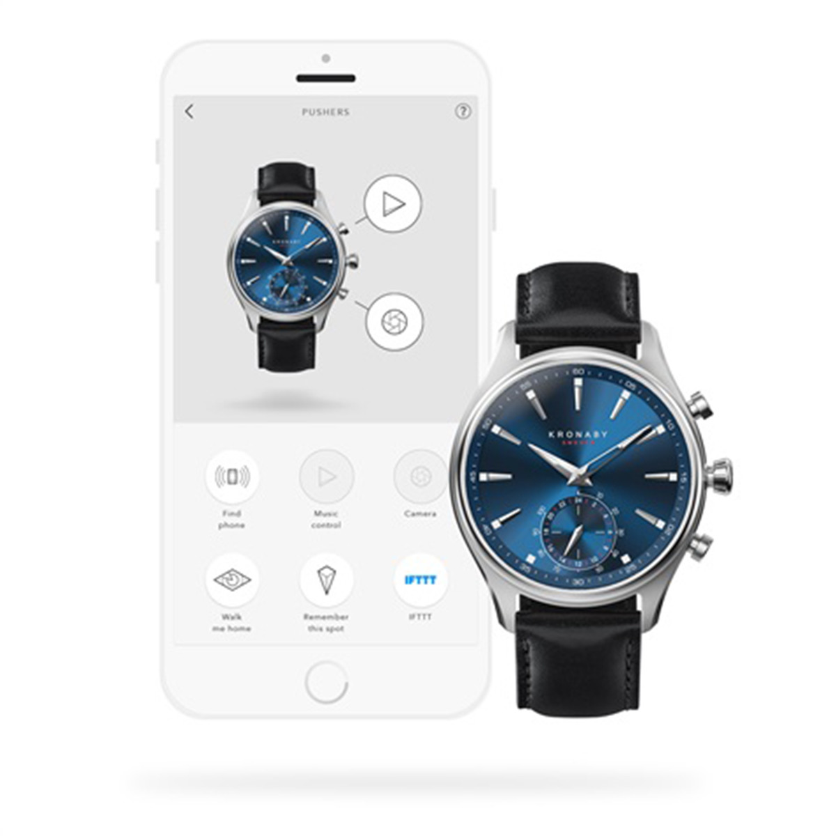 Kronaby Sekel watch, connected watch with quartz movement, 41-millimeter di...