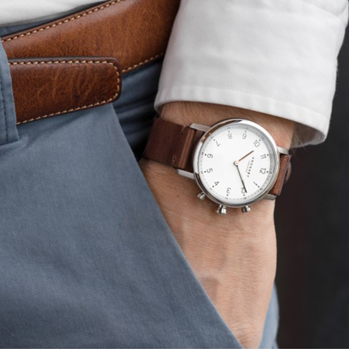 KRONABY NORD SILVER BROWN STRAP