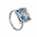 WHITE GOLD RING TOPAZ 4 CLAWS