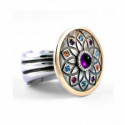 STERLING SILVER AND GOLD RING WITH COLORED STONES