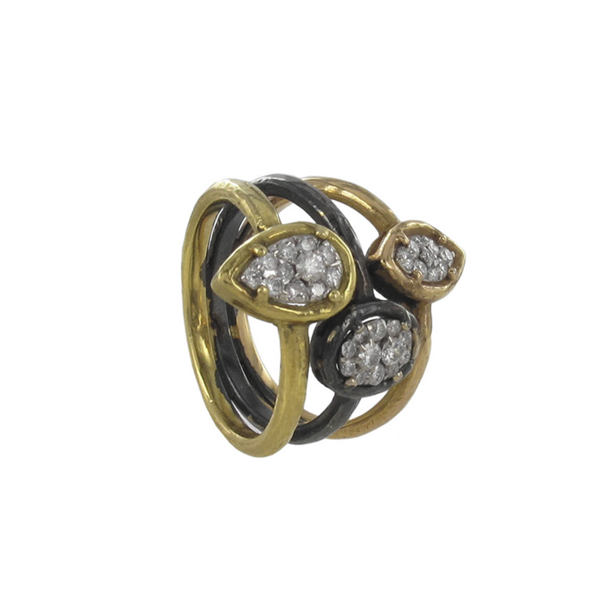 TRIPLE RING IN GOLD AND DIAMONDS