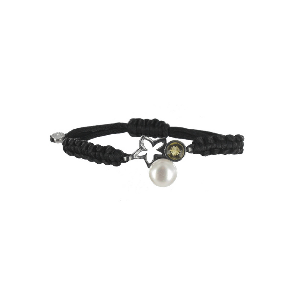 PULSERA MACRAMÉ PLATA CITRINO Y PERLA