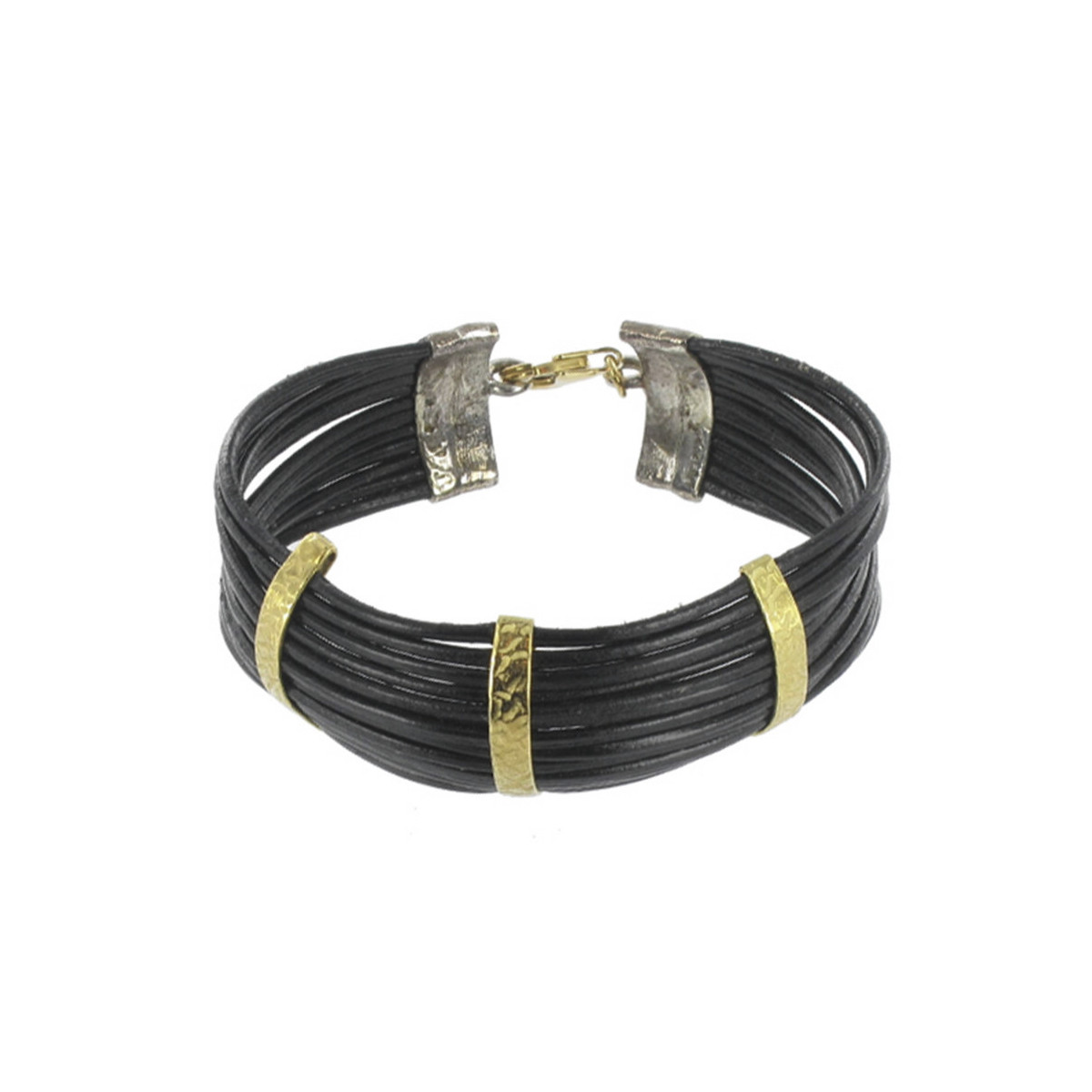 GOLD AND SILVER LEATHER BRACELET