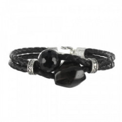 LEATHER AND SILVER BRACELET