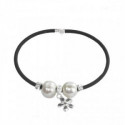 RUBBER BRACELET WITH SILVER AND PEARLS