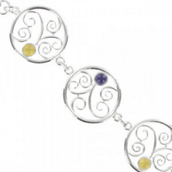 PULSERA PLATA PIEDRAS COLOR