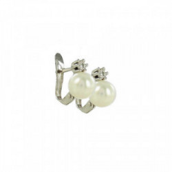 PENDIENTES ORO PERLA Y DIAMANTE