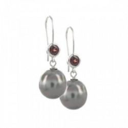STERLING SILVER GARNET AND PEARL