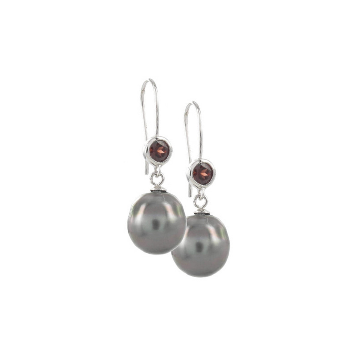 STERLING SILVER GARNET AND PEARL