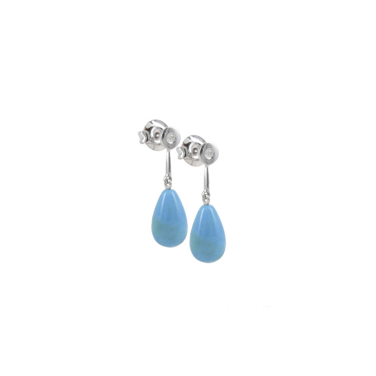 PENDIENTES ORO DIAMANTES Y TURQUESAS