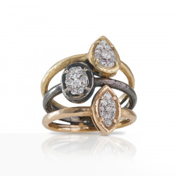 TRIPLE RING IN GOLD AND DIAMONDS