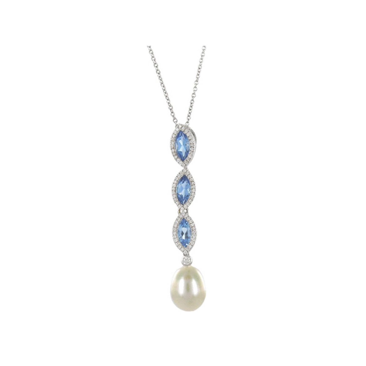 WHITE GOLD DIAMOND TOPAZ AND DIAMOND NECKLACE