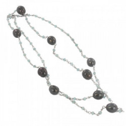BLACK PEARLS AND SILVER NECKLACE