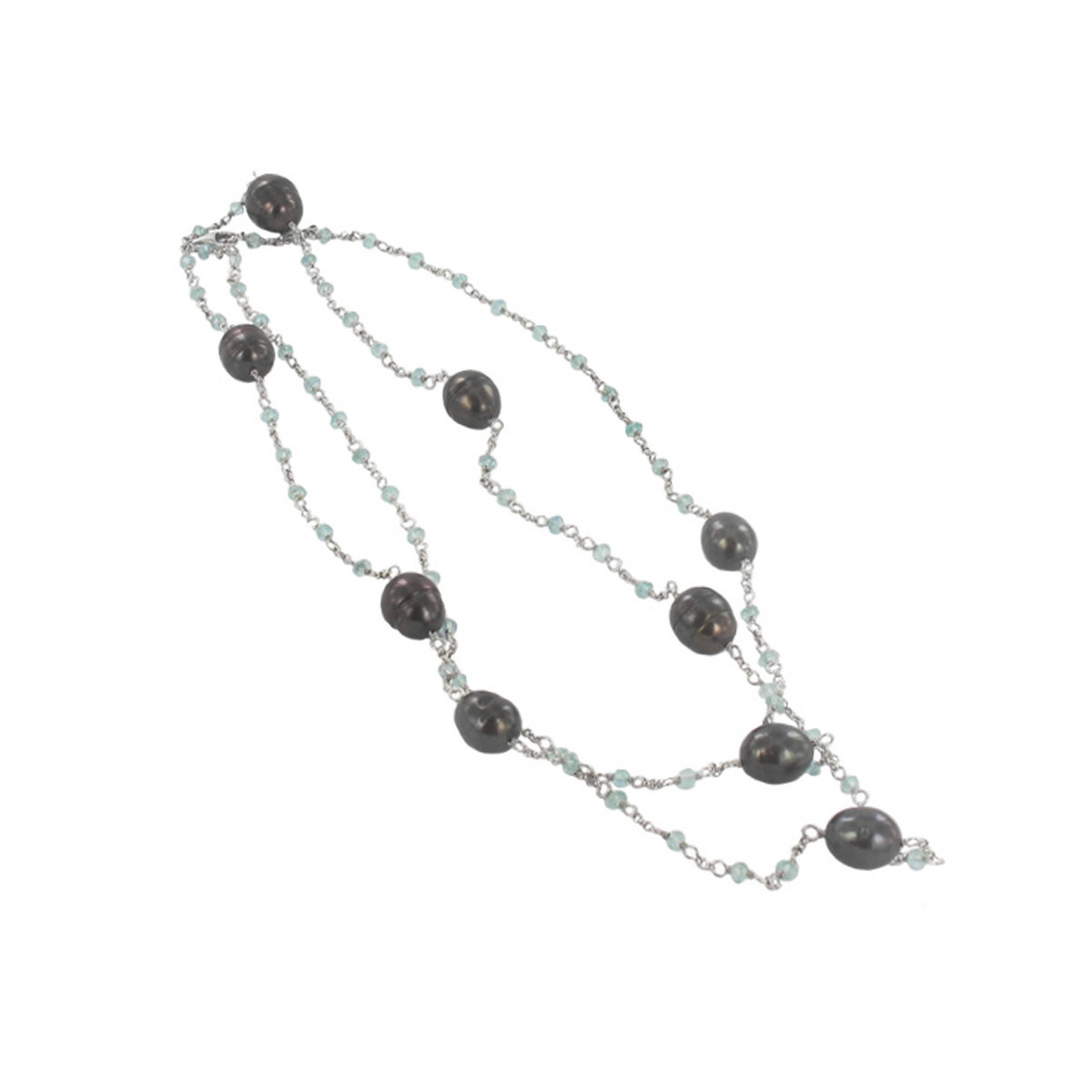 BLACK PEARLS AND SILVER NECKLACE