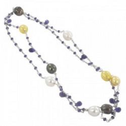 COLOR PEARLS AND SILVER NECKLACE