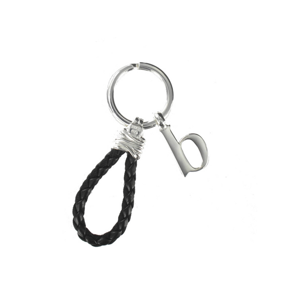 SILVER AND LEATHER KEYCHAIN
