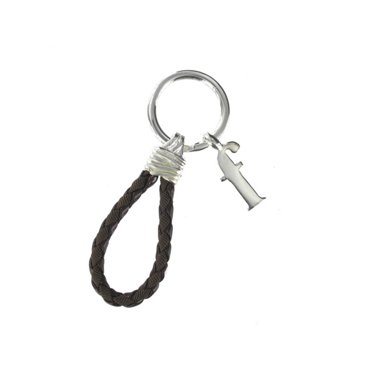 SILVER AND LEATHER KEYCHAIN