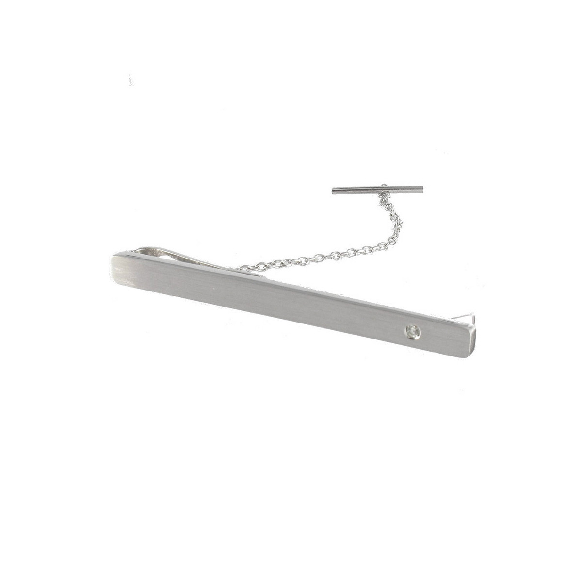 WHITE GOLD TIE PIN WITH DIAMOND