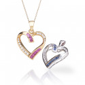 COLGANTE CORAZON DIAMANTES Y RUBIS