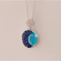 GOLD DIAMONDS, TOPAZ AND SAPPHIRES NECKLACE