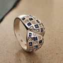 GOLD RING DIAMONDS AND SQUARE SAPPHIRES