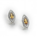 GOLD CITRINE QUARTZ  AND DIAMOND EARRING