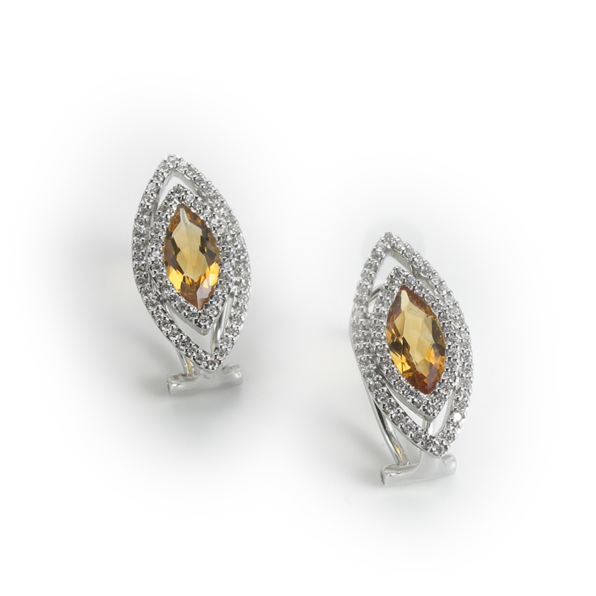 PENDIENTES ORO CUARZO Y DIAMANTES