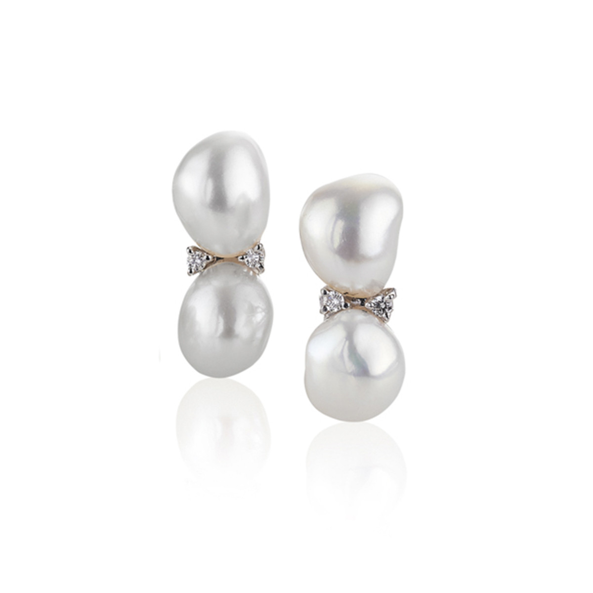 GOLD PEARL AND DIAMOND EARRING