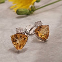 PENDIENTES ORO CUARZO DIAMANTE