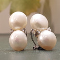 GOLD PEARL AND DIAMOND EARRING