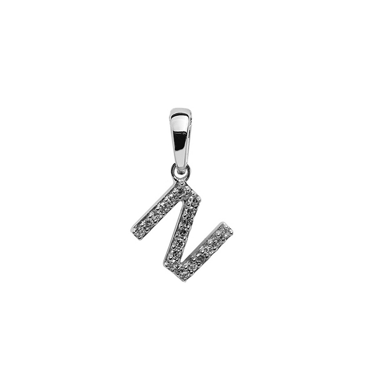 N INITIAL PENDANT IN WHITE GOLD AND DIAMONDS