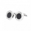 CUFFLINKS WHITE GOLD, ONYX AND DIAMONDS