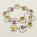 PULSERA ORO DIAMANTES Y PIEDRAS COLOR