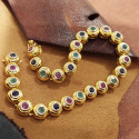 PULSERA ORO CON CHATONES DE PIEDRAS DE COLOR