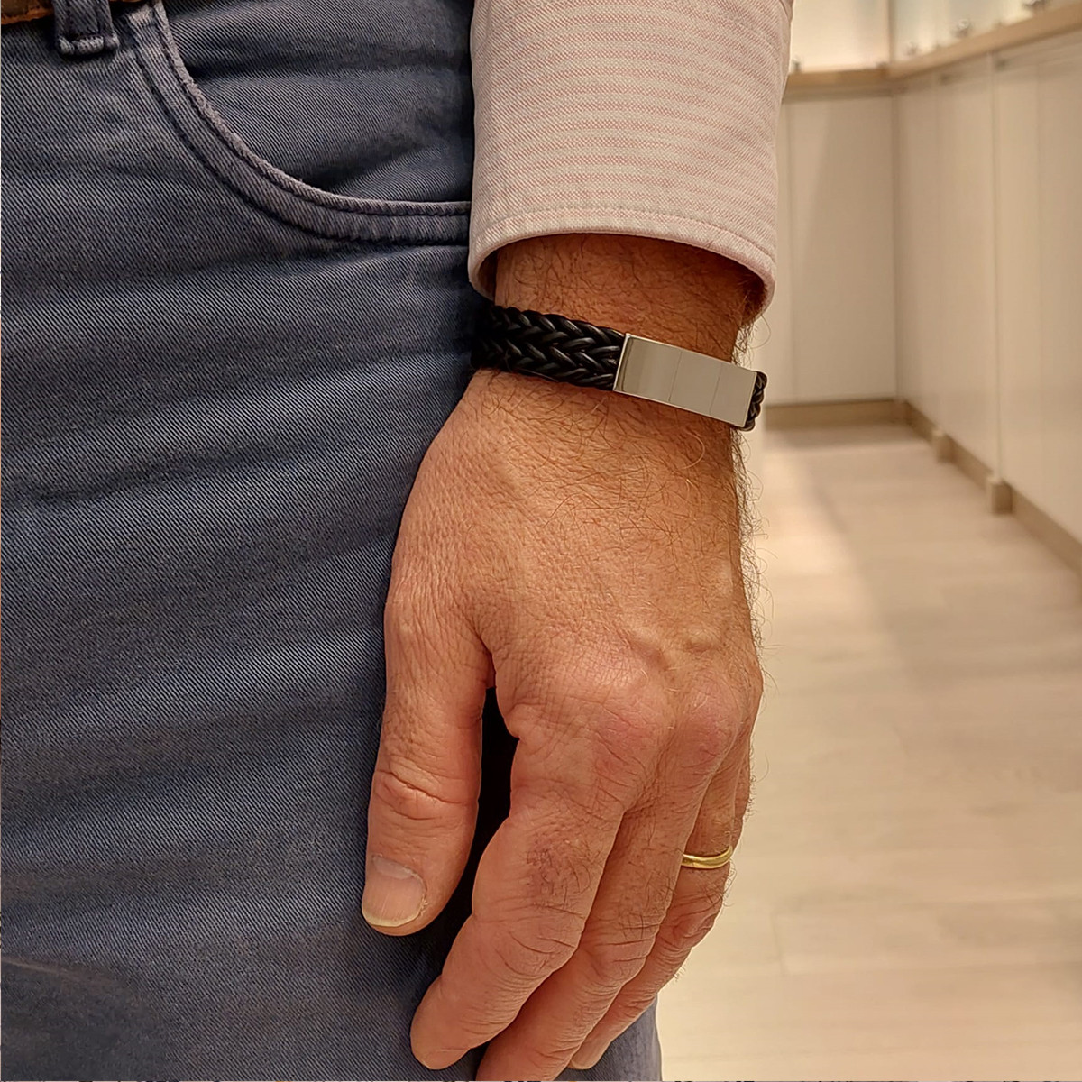 aritmética llamada Cantina PULSERA DE CUERO PARA HOMBRE