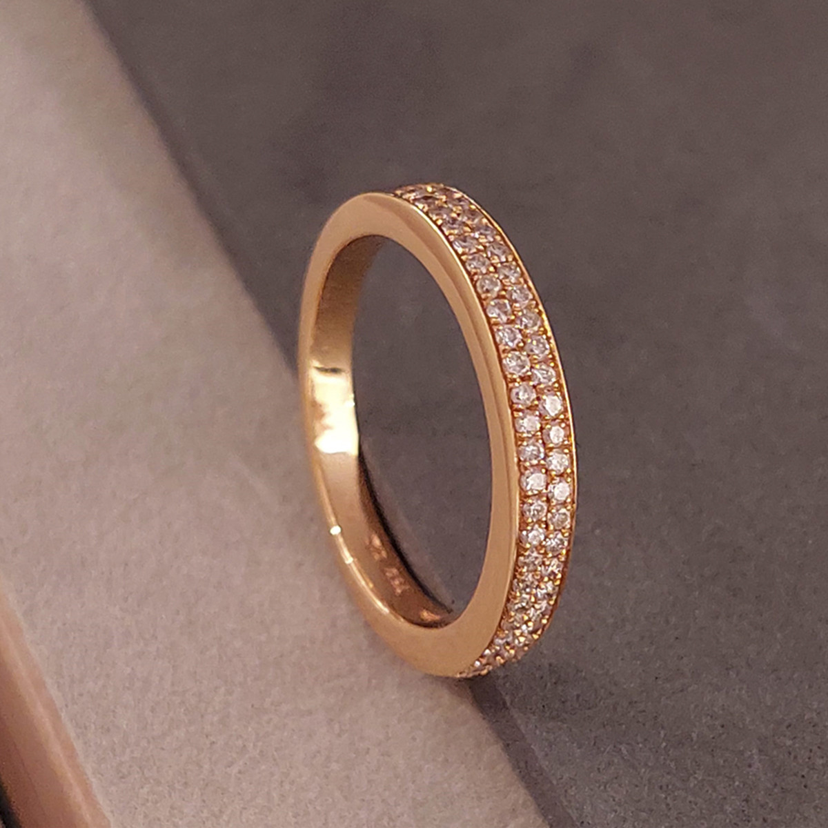 DOUBLE ROW GOLD RING WITH DIAMONDS