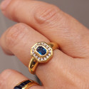 ANILLO ORO ZAFIRO DIAMANTES