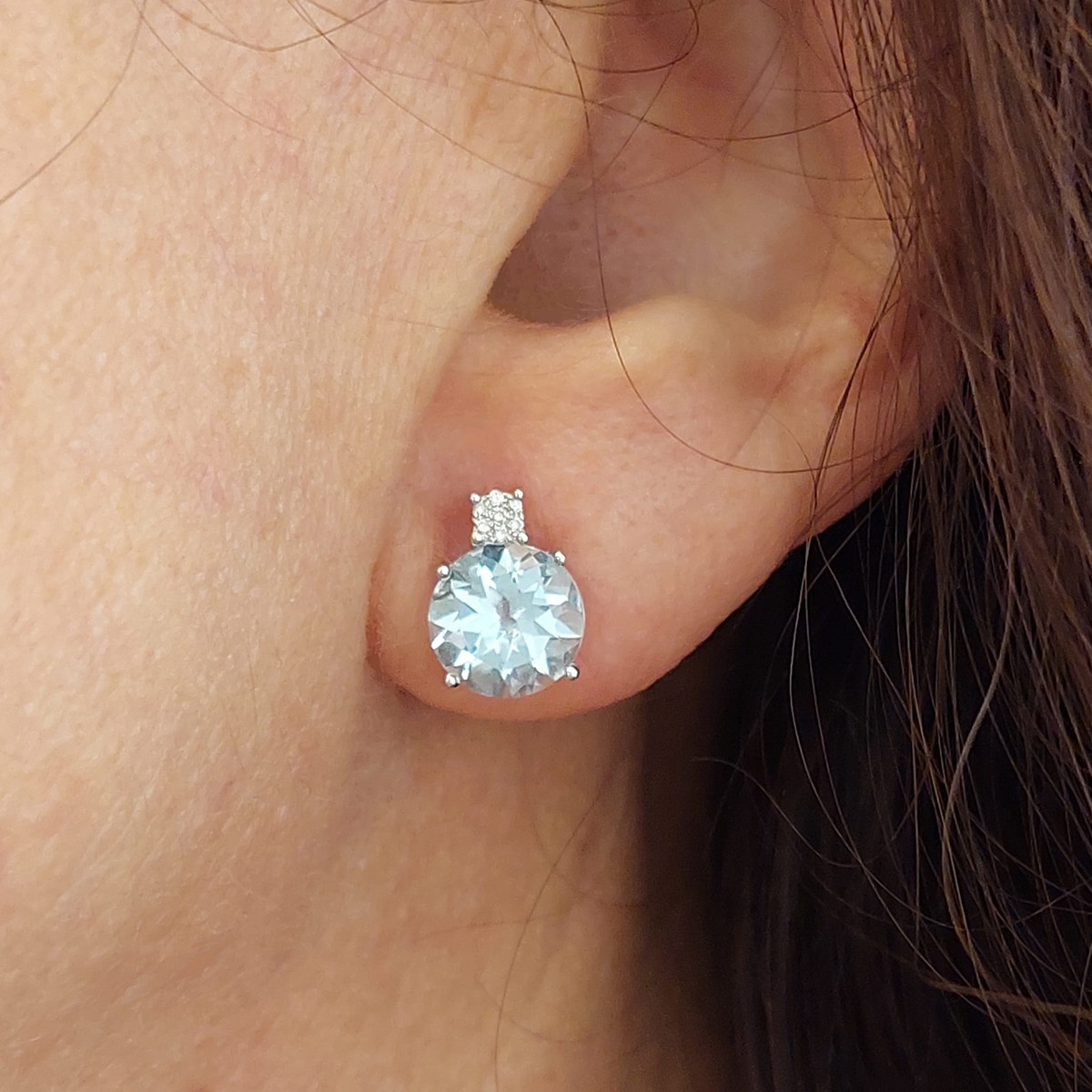 PENDIENTES ORO DIAMANTES Y TOPACIO 4,40 KTES