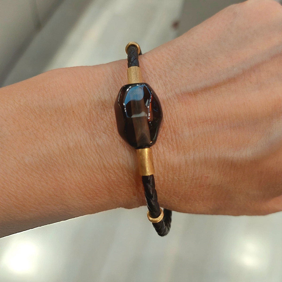 LEATHER GOLD BRACELET