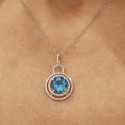 CHAIN WITH BLUE TOPAZ PENDANT 2.48 KTES