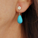PENDIENTES ORO DIAMANTES Y TURQUESAS