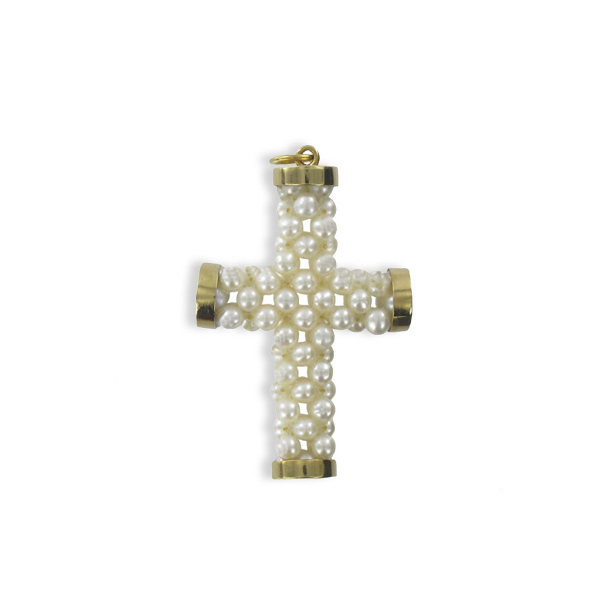 PEARL CROSS WITH YELLOW GOLD