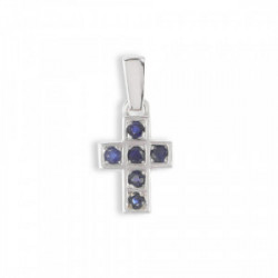 WHITE GOLD CROSS WITH SAPPHIRES