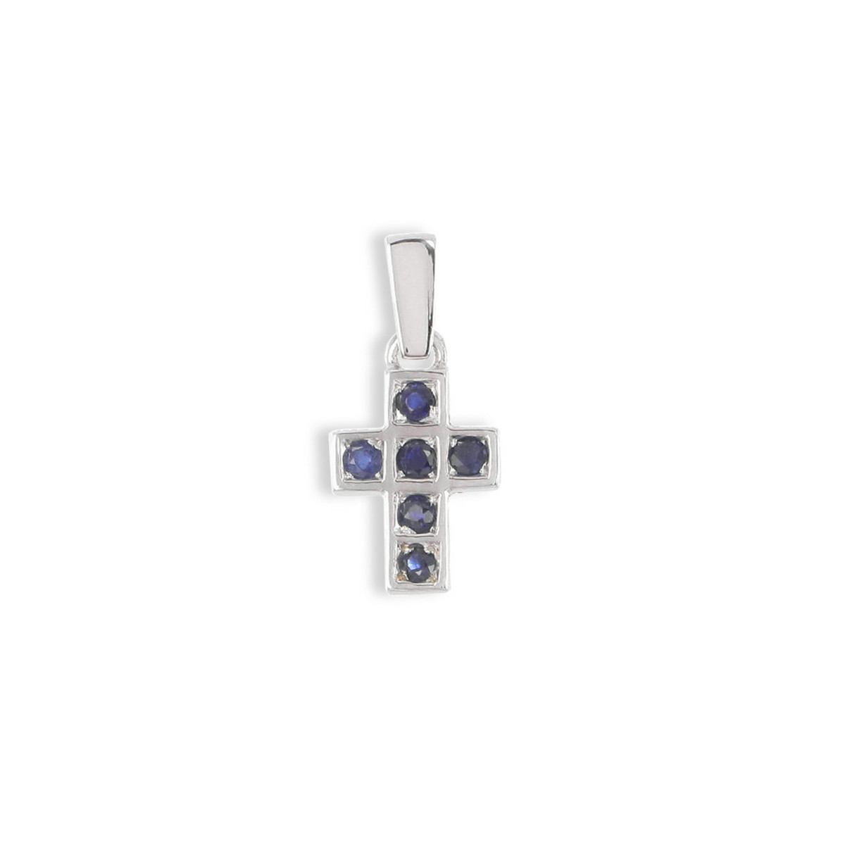 WHITE GOLD CROSS WITH SAPPHIRES