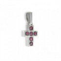 CRUZ ORO BLANCO CON 6 RUBIES EN CELDAS