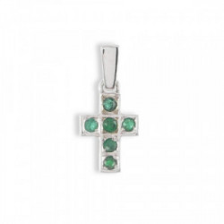 WHITE GOLD CROSS WITH EMERALD