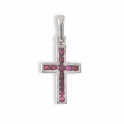 WHITE GOLD CROSS WHIT RUBYS