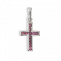 CRUZ ORO BLANCO CON RUBIES EN GUIAS